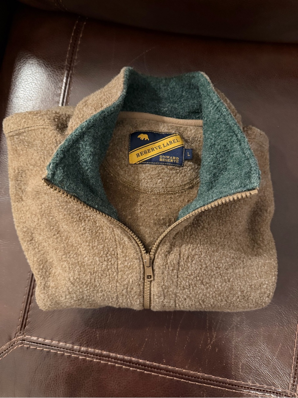 Onward Reserve 1/4 Zip Brown Fleece Pullover, Men’s Large